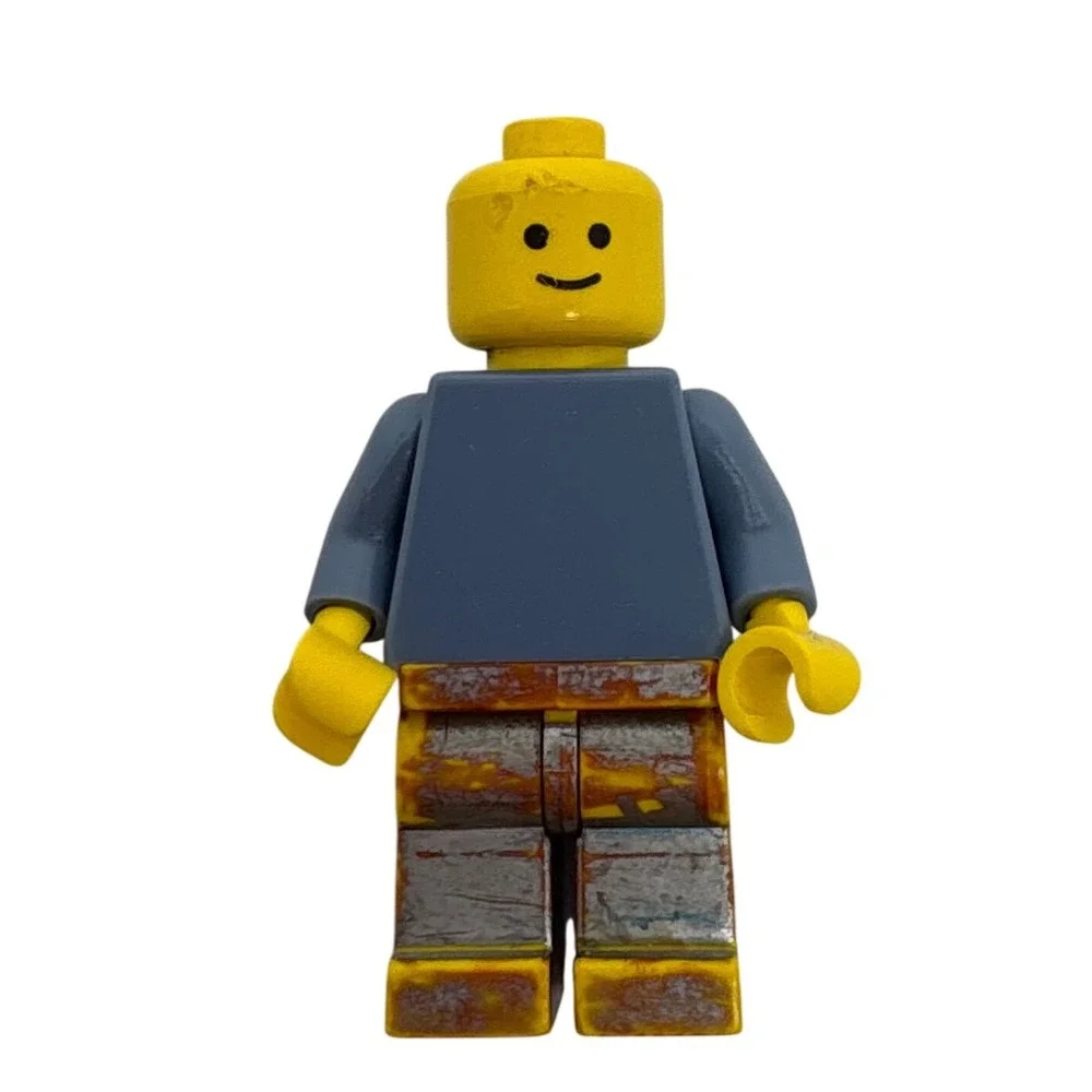 LEGO Minifigure Classic Yellow Smiley Face Sand Blue Torso Yellow Legs Vintage